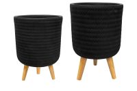 Pot op voet set van 2 Fenne zwart D31 H42