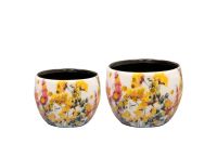 Pot set van 2 Floral white D9 H7