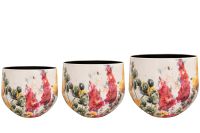 Pot set van 3 Floral white D33 H28