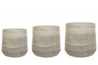 Pallet pot set van 3 Aniek cement D106x114 H63