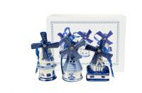 Giftbox hanger Molen delftsblauw D14x6 H10 3 assorti
